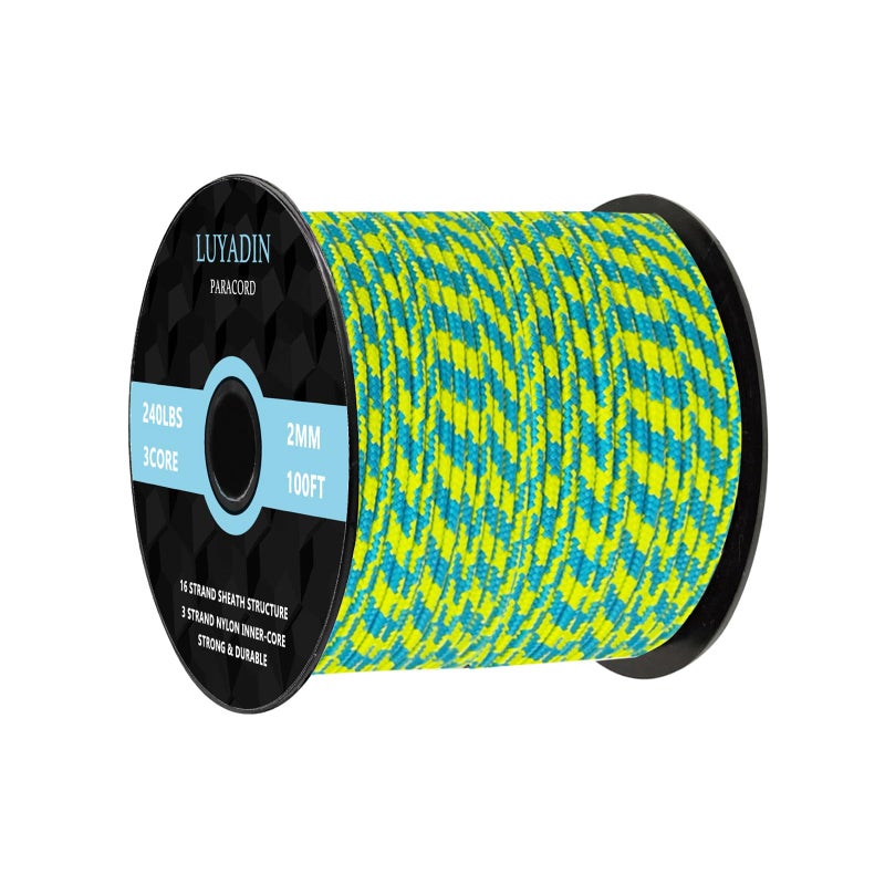 LUYADIN Paracord 240lb - Diameter 2mm Micro Utility Cord -3 Strand Parachute Spool Cord - 100ft 200ft,Paracord for Camping,Hiking,Fishing,Outdoor and DIY - Image 1